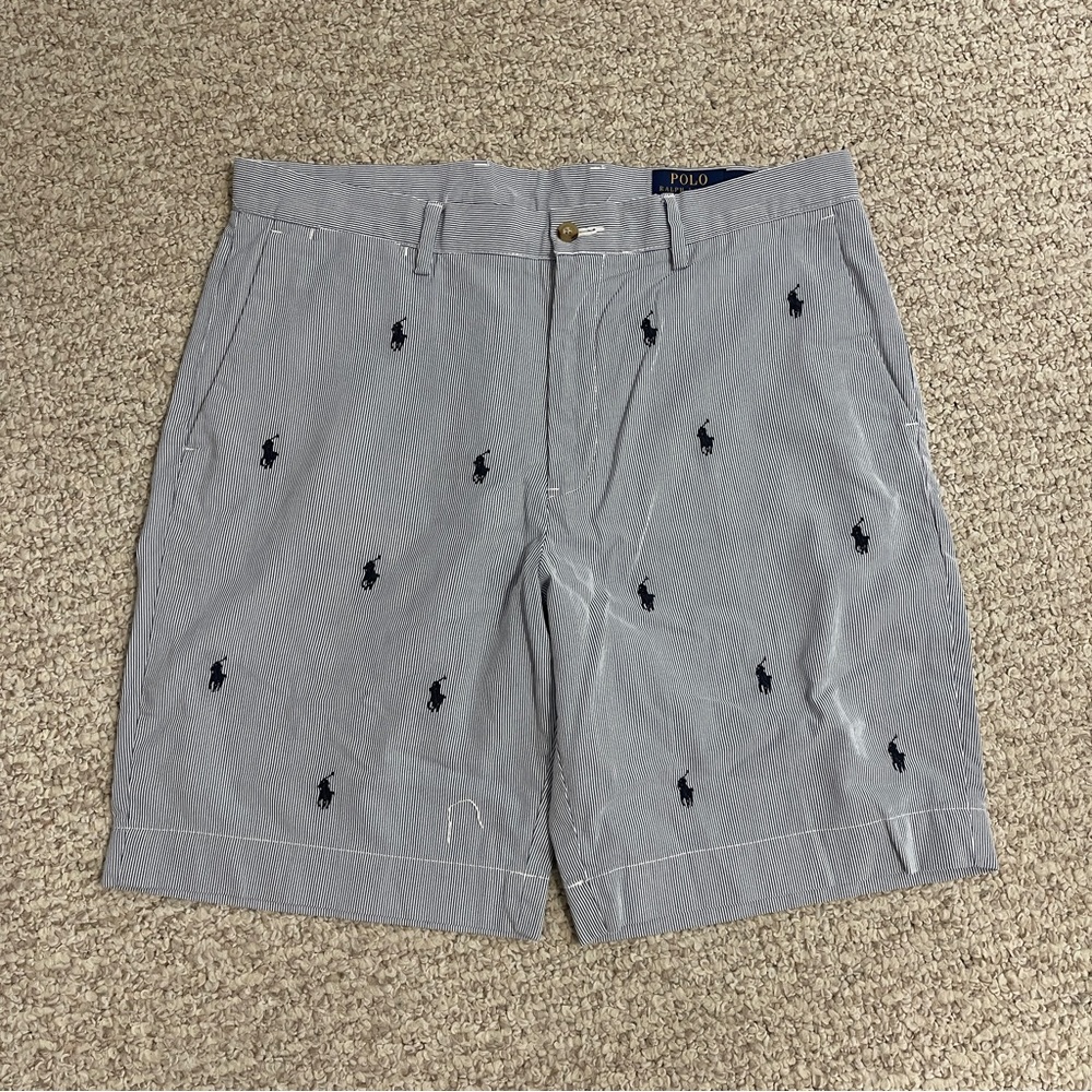 🐎 Ralph Lauren All Over Embroidered Horse Logo Seersucker Stripes